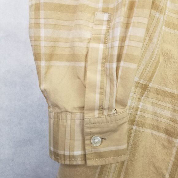 Lands End Button Up Shirt Women 2X 20-22 Brown Plaid Cotton Long Sleeve Tab Camp - Picture 6 of 14